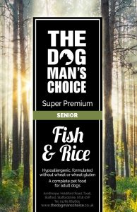 Senior Fish and rice dog food from The Dog Man's Choice