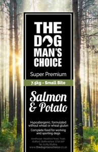 Salmon & Potato dog food from the Dog Man's Choice in a 7.5kg bag